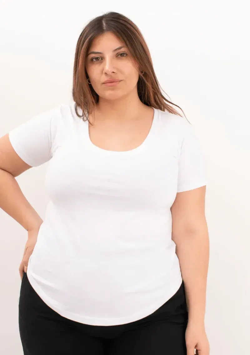 Remera básica manga corta - Blanca Talle L - Haya Paz