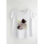 Remera de algodón escote redondo - Flores Dubai Talle L - Haya Paz