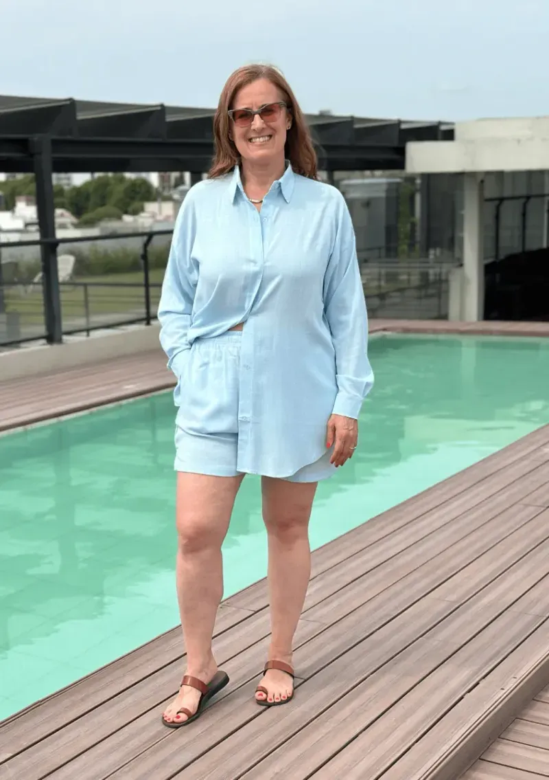 Short de lino - Celeste Talle M - Haya Paz