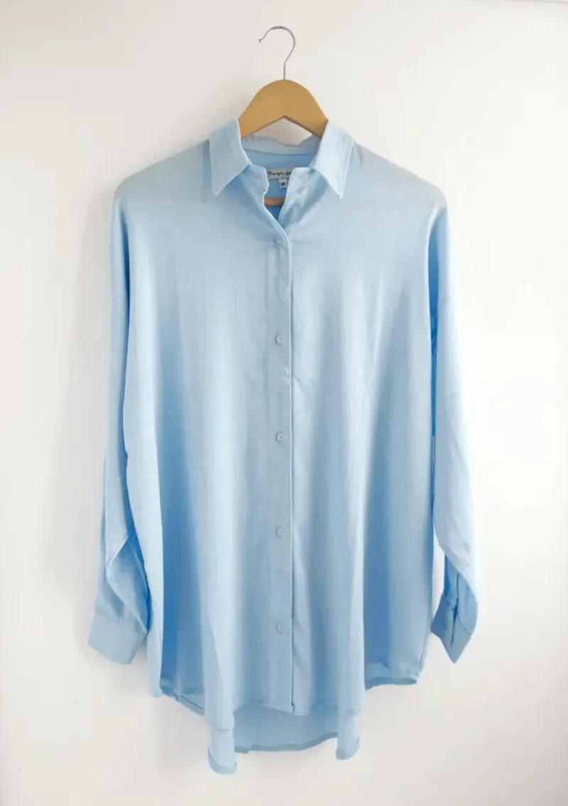 Camisa de lino - Celeste Talle L - Haya Paz