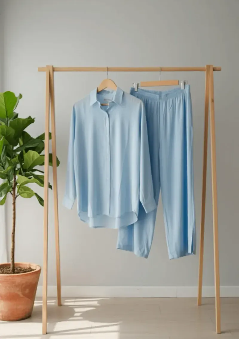 Camisa de lino - Celeste Talle L - Haya Paz