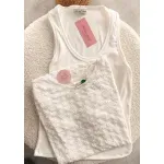 Remera de encaje + musculosa- Elena Blanco Talle L - Haya Paz