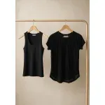 Remera de encaje + musculosa- Elena negro Talle M - Haya Paz
