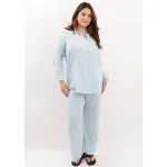 Pantalón de lino - Bruna Celeste Talle L - Haya Paz