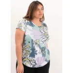 Remera de modal soft - Susan Estampa excl. flores verde Talle M - Haya Paz
