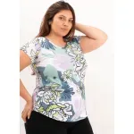 Remera de modal soft - Susan Estampa excl. flores verde Talle M - Haya Paz