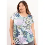 Remera de modal soft - Susan Estampa excl. flores verde Talle M - Haya Paz