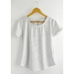 Remera Maga rayado blanco ancho+ gris - Morley Talle L - Haya Paz
