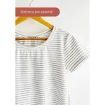 Remera Maga rayado blanco ancho+ gris - Morley Talle L - Haya Paz
