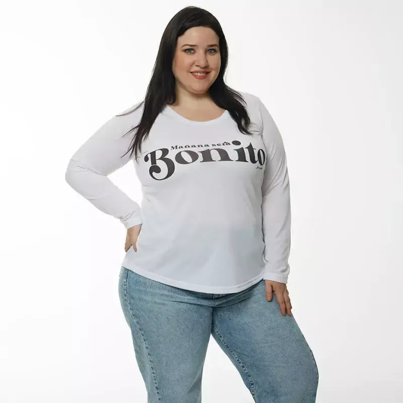Remera Eugenia manga larga - Frase bonito Talle XXL - Haya Paz