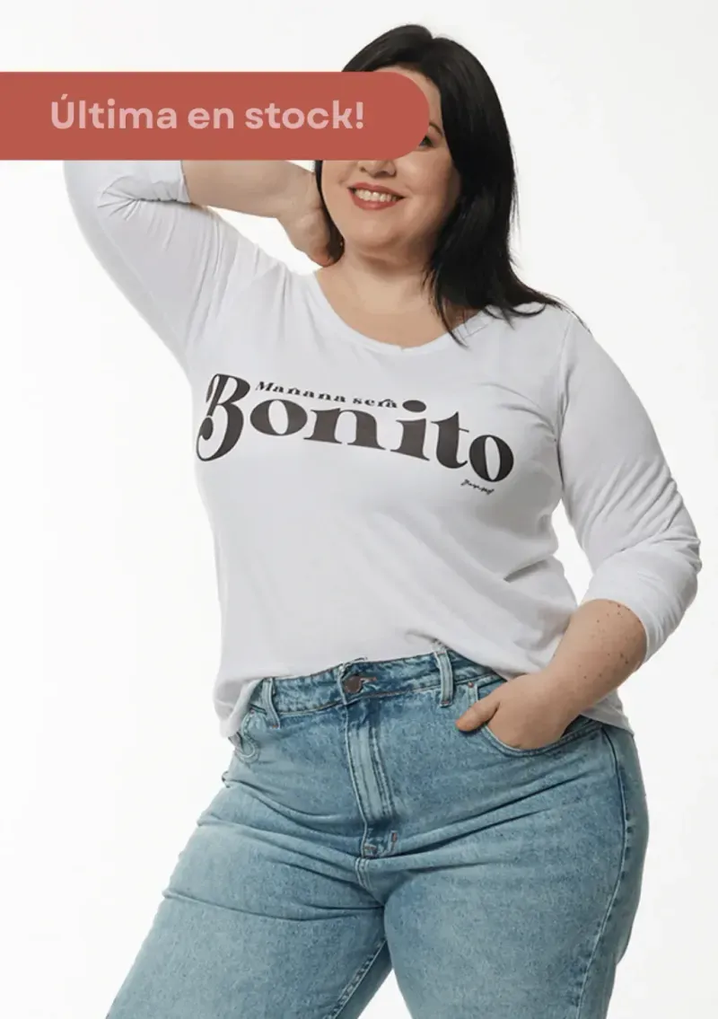 Remera Eugenia manga larga - Frase bonito Talle XXL - Haya Paz