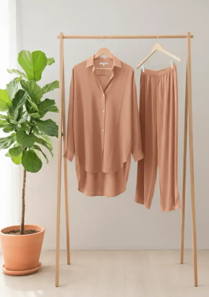 Camisa de lino - Tostado Talle M - Haya Paz