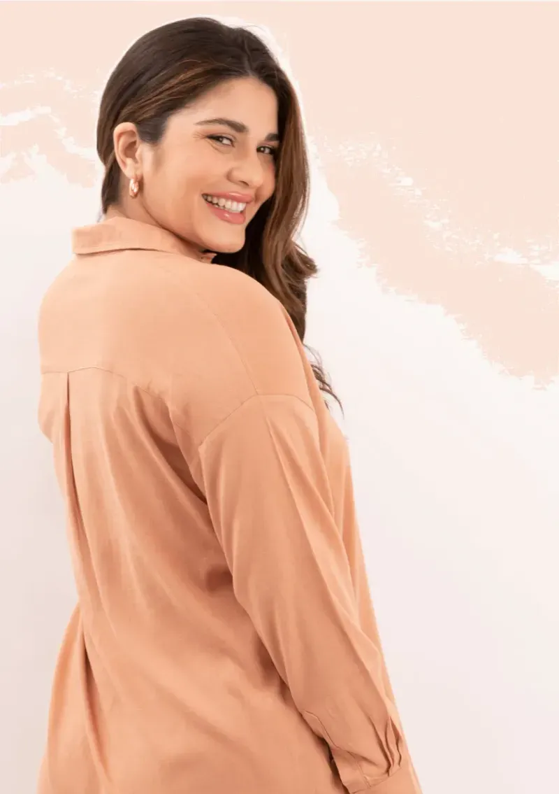 Camisa de lino - Tostado Talle M - Haya Paz