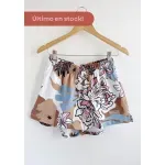 Short de rústico - Elsa con estampa excl. Flores Celeste Talle M - Haya Paz