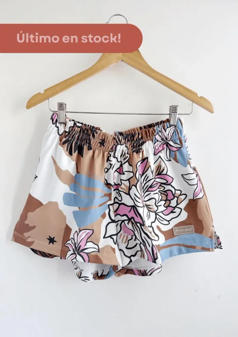 Short de rústico - Elsa con estampa excl. Flores Celeste Talle M - Haya Paz