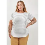 Remera Maga rayado Gris+blanco - Morley Talle M - Haya Paz