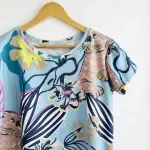 Remera Maga Estampa excl. Tigre celeste - Algodón con lycra Talle M - Haya Paz