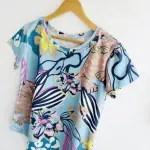 Remera Maga Estampa excl. Tigre celeste - Algodón con lycra Talle M - Haya Paz