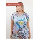 Remera Maga Estampa excl. Tigre celeste - Algodón con lycra Talle M - Haya Paz
