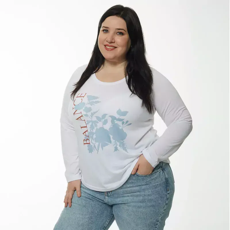 Remera Eugenia manga larga - Balance celeste Talle M - Haya Paz