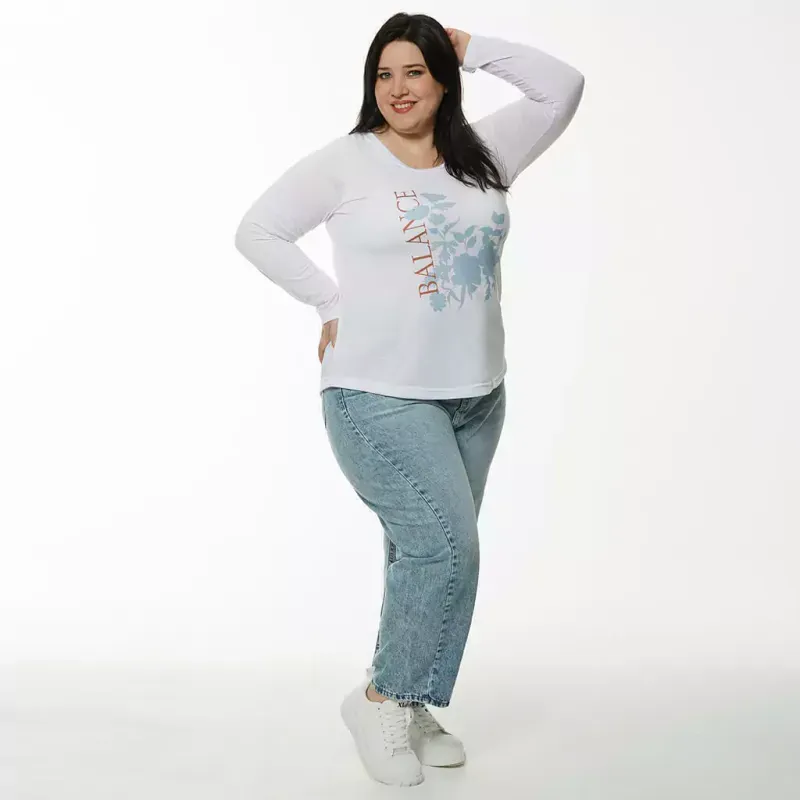 Remera Eugenia manga larga - Balance celeste Talle M - Haya Paz