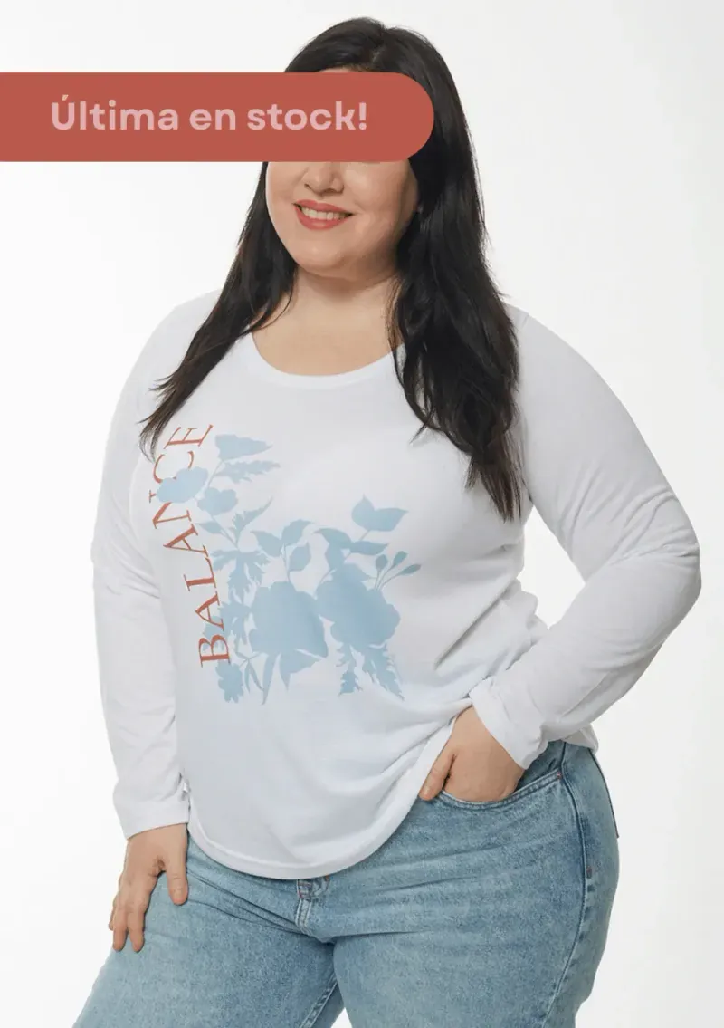 Remera Eugenia manga larga - Balance celeste Talle M - Haya Paz