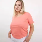 Remera básica manga corta - Coral de algodón Talle M - Haya Paz