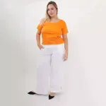Remera básica manga corta - Naranja de algodón Talle M - Haya Paz