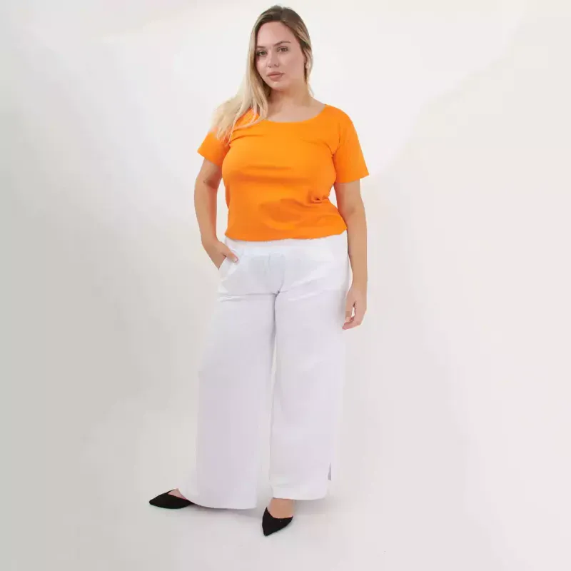 Remera básica manga corta - Naranja de algodón Talle M - Haya Paz