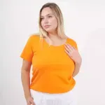 Remera básica manga corta - Naranja de algodón Talle M - Haya Paz
