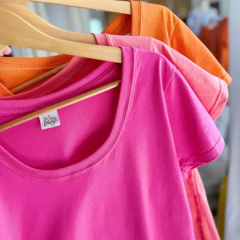 Remera básica manga corta - Naranja de algodón Talle M - Haya Paz