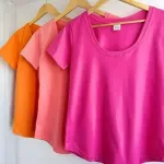 Remera básica manga corta - Naranja de algodón Talle M - Haya Paz