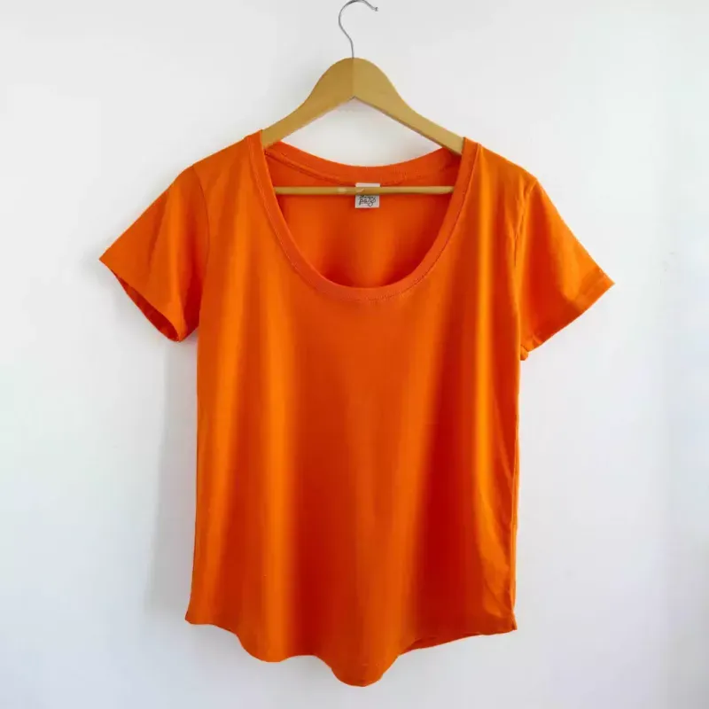 Remera básica manga corta - Naranja de algodón Talle M - Haya Paz