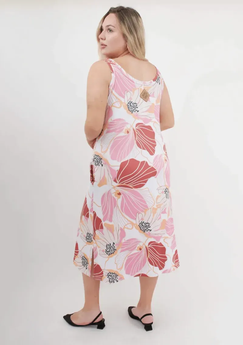 Vestido Nerine estampa excl. flores Rosa - modal soft Talle XL - Haya Paz