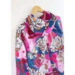 Piloto Alicia de cire - Estampa flores azul y rosa Talle 3XL - Haya Paz