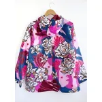 Piloto Alicia de cire - Estampa flores azul y rosa Talle 3XL - Haya Paz