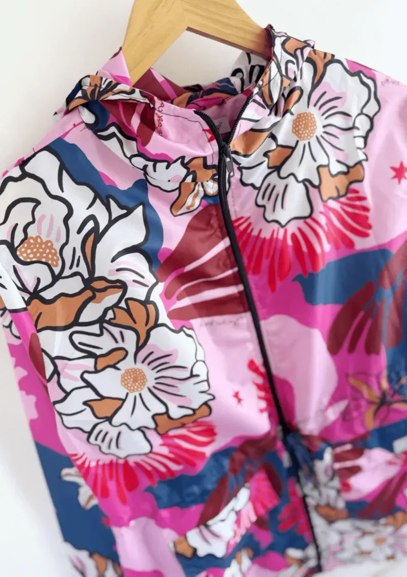 Piloto Alicia de cire - Estampa flores azul y rosa Talle 3XL - Haya Paz