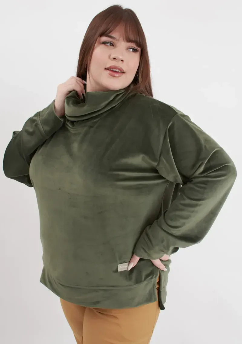Buzo Sara de plush - Verde militar Talle XL - Haya Paz