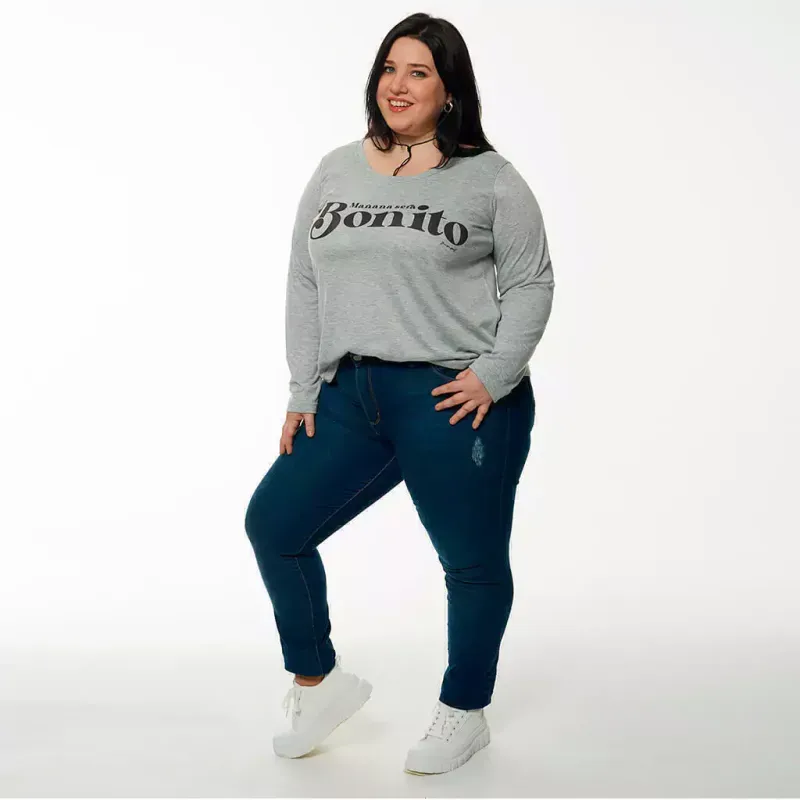 Remera Eugenia manga larga - Bonito gris Talle XL - Haya Paz