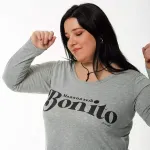 Remera Eugenia manga larga - Bonito gris Talle XL - Haya Paz