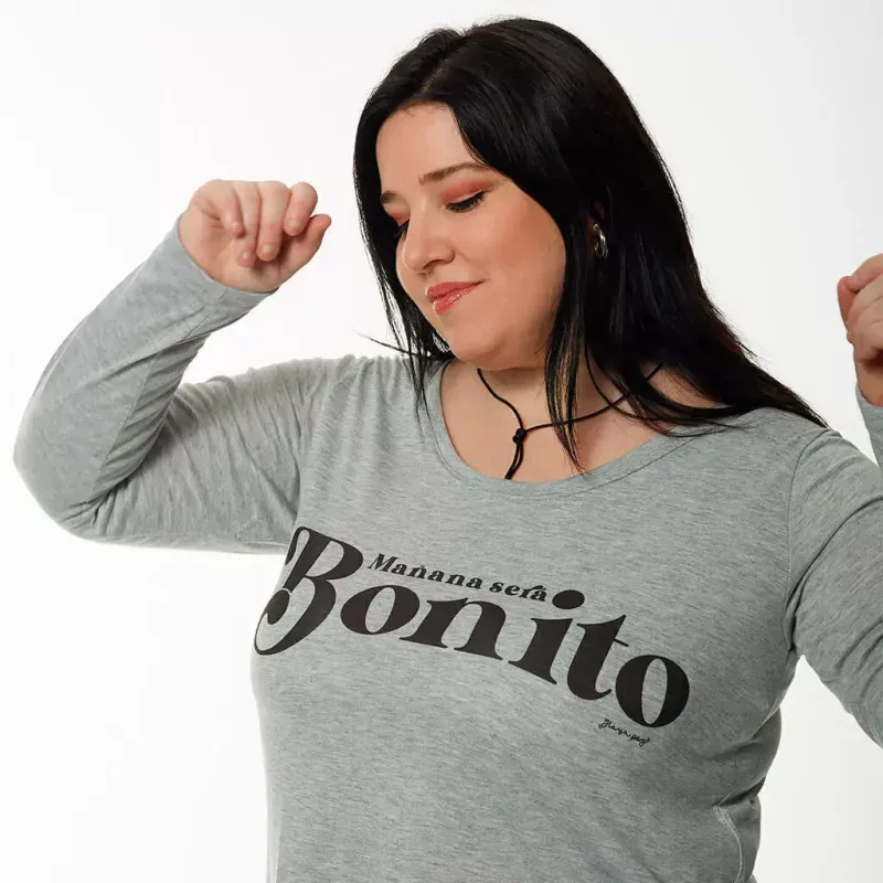 Remera Eugenia manga larga - Bonito gris Talle XL - Haya Paz