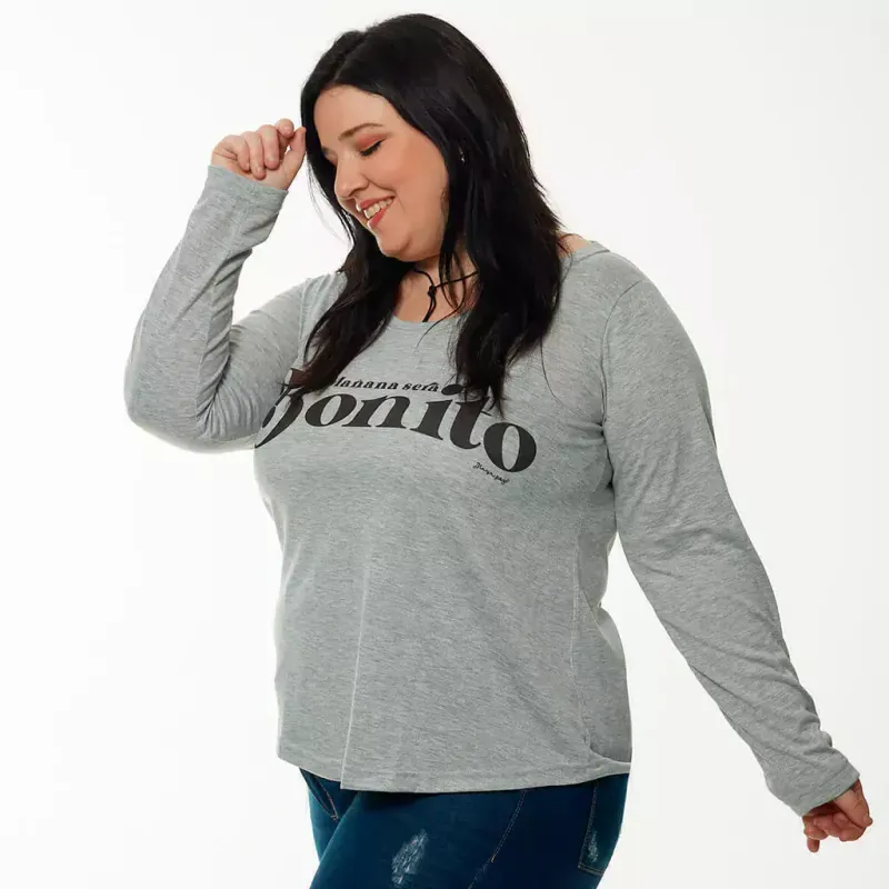 Remera Eugenia manga larga - Bonito gris Talle XL - Haya Paz