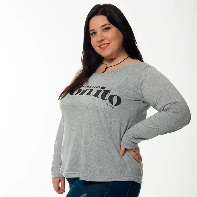 Remera Eugenia manga larga - Bonito gris Talle XL - Haya Paz