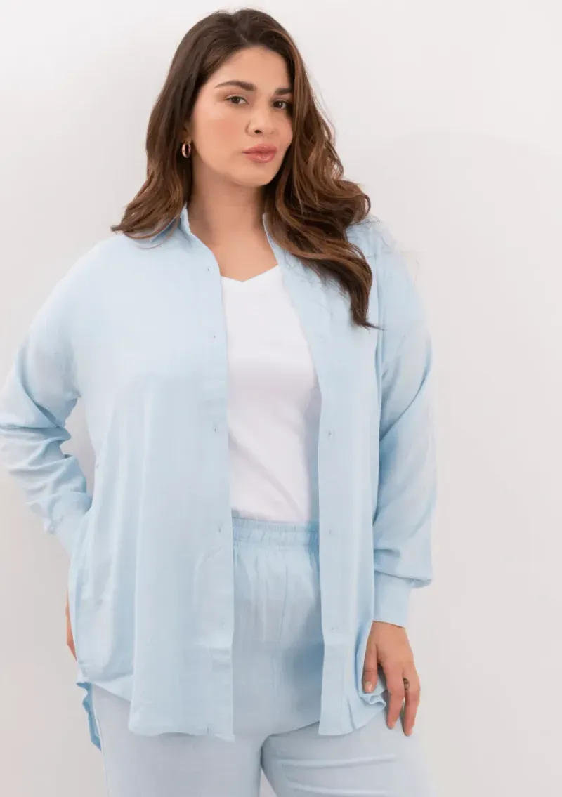 Conjunto de lino - Celeste Talle L - Haya Paz
