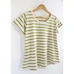 Remera de algodón rayada - Lena verde Talle M - Haya Paz