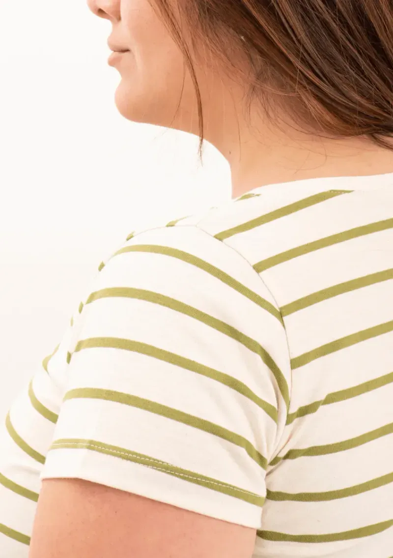 Remera de algodón rayada - Lena verde Talle M - Haya Paz