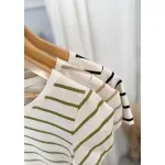 Remera de algodón rayada - Lena verde Talle M - Haya Paz