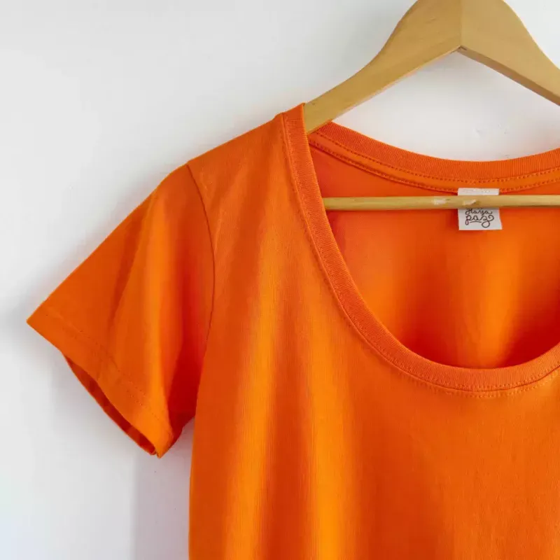 Remera básica manga corta - Naranja de algodón Talle L - Haya Paz