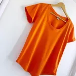 Remera básica manga corta - Naranja de algodón Talle L - Haya Paz