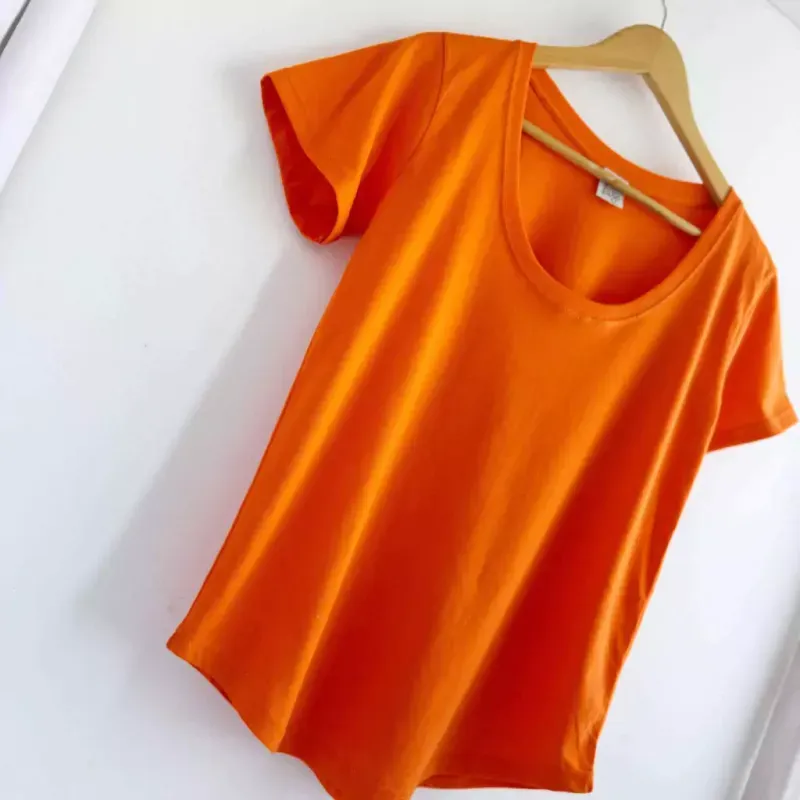 Remera básica manga corta - Naranja de algodón Talle L - Haya Paz